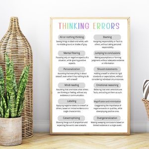 Mental Health Print, Thinking Errors Wall Art, Positive Affirmations Poster