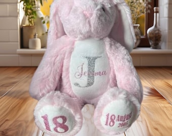 Ours en peluche d'anniversaire personnalisé : nom personnalisé en peluche à imprimé paillettes