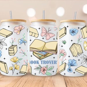 Booktrovert 16oz Libbey Dose - Frostglas, Bambusdeckel, wiederverwendbarer Strohhalm, Geschenk für Buchliebhaber, introvertiertes Trinkgeschirr, gemütliches Lesezubehör