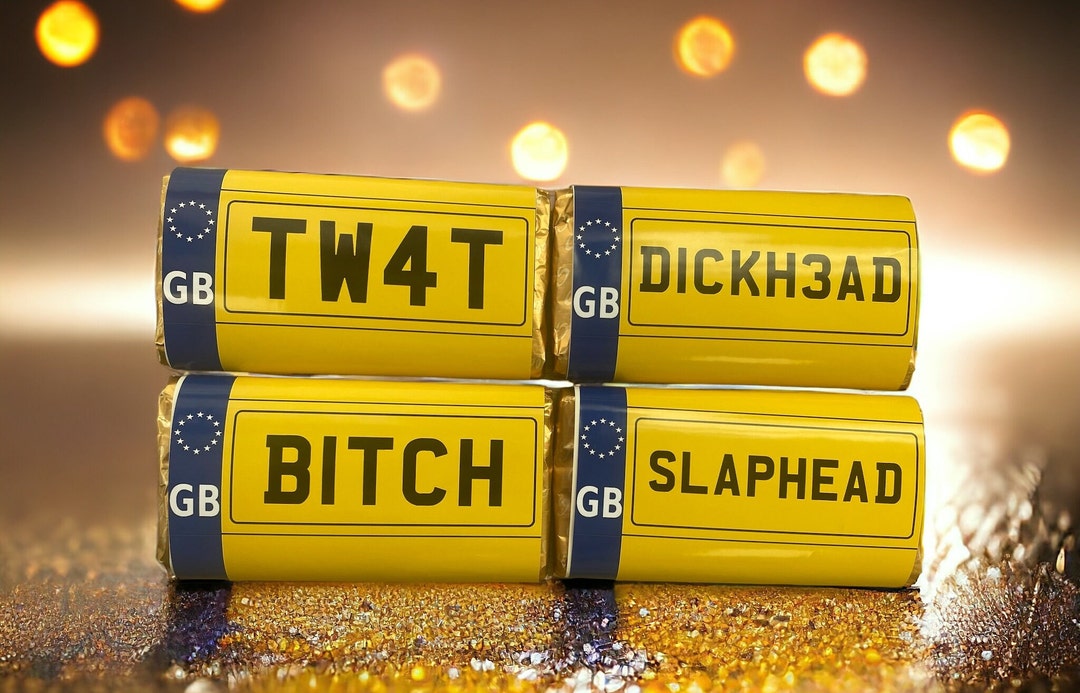 Rude Number Plate Themed Chocolate Bar Wrapper or With Galaxy Chocolate, Novelty Joke, Funny
