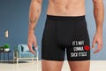 Funny Black Boxer Shorts, Novelty Underwear, Gift for Him