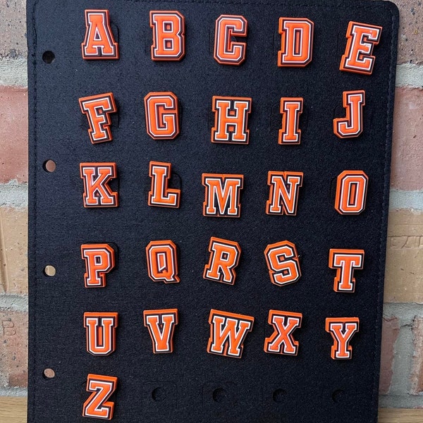 Orange Alphabet Croc Charms, Personalized Letter Jibbitz, Shoe Charms for Crocs