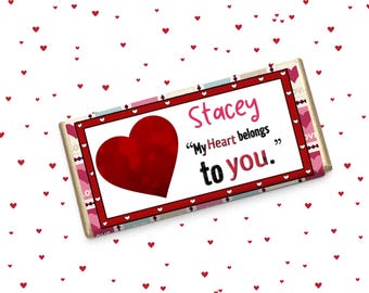 Personalised Chocolate Bar | My Heart Belongs To You, Romantic Gift
