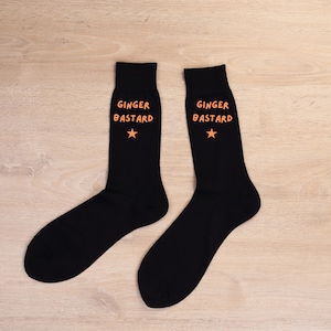 Funny Printed Socks – Black with Bold Custom-Colored Text | Heat Pressed Design | Pick Your Text Color | Fun Gift for Him or Her