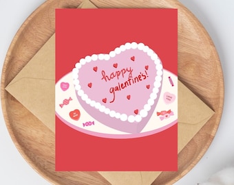 Galentines Cards, Happy Galentine's Cards, Pink Red Galentine Cards Set, Trendy Galentines Card Pack, Cards for Galentines gifts