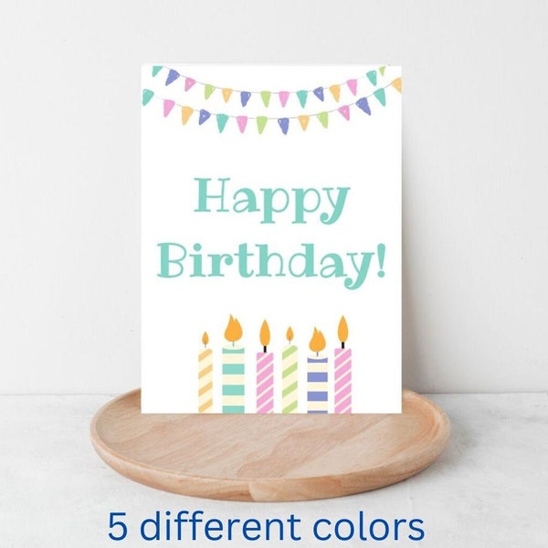 Happy Birthday Card, Birthday Card Variety Pack, Kids Birthday Cards, Simple fun colorful Birthday Greeting Cards, Birthday Candle Cards