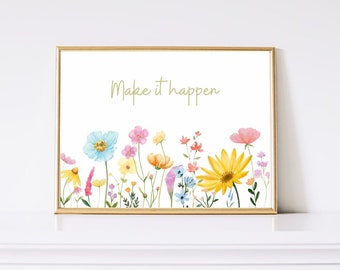 Custom Quote Wall Art, Custom Text Print Horizontal, personalized flower Quote Art, Custom Poem Print, Book Quote Print, Custom Bible Verse