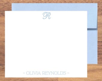 Personalized Stationary Script Letter, Custom Initial Note card Cursive, Monogram Stationery Set Gifts, Elegant Name Notecards for Women