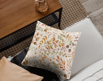 Fall Pillow Cover, fall pillow cover 20 x 20, fall botanical Pillow Cover, autumn pillow cover, fall farmhouse decor, botanical pillow cover