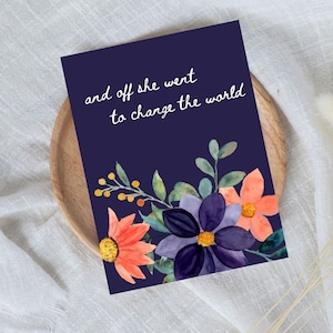 Graduation Card for her, Graduation Card for girl woman, back to college card girl, colorful flowers going away card, new job card woman