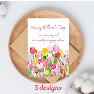 Carte de fête des mères pour tante, cartes de fête des mères tante, cartes florales de fête des mères tante de soeur, cartes de fête des mères heureuse pour tantes