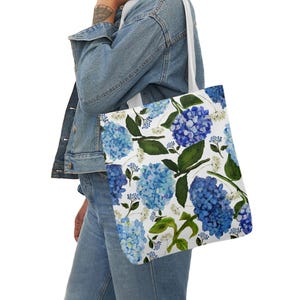 Hydrangea Tote Bag, hydrangea beach bag, floral book bag, flower grocery tote bag, summer Tote Bag, canvas tote bag, gift for mom her
