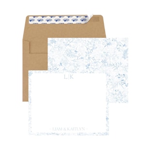 Briefpapier voor koppels, gepersonaliseerde notitiekaarten voor koppels, op maat gemaakt briefpapier voor chinoiserie stel, verlovingscadeau, bedankkaart Toile
