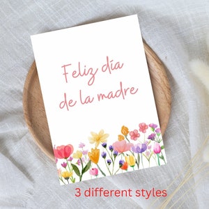 Feliz dia de la madre card, Happy Mother’s Day card Spanish, Spanish Mother’s Day card, dia de la madras card flowers