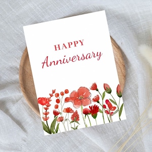 Verjaardagskaart, gelukkige verjaardagskaart, kaart voor verjaardag, liefdeskaart, verjaardagskaart met rode bloemen, romantische verjaardagskaart vrouw