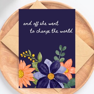 Graduation Card for her, Graduation Card for girl woman, back to college card girl, colorful flowers going away card, new job card woman White Font