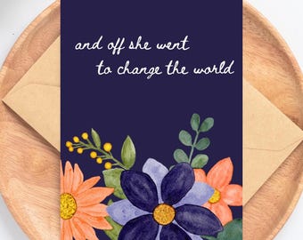 Graduation Card for her, Graduation Card for girl woman, back to college card girl, colorful flowers going away card, new job card woman