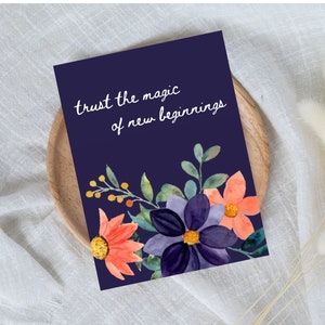 Carte de déménagement, carte de départ, nouvelle carte de travail, carte de nouvelle maison, carte de divorce rupture, carte de confiance pour un nouveau départ, carte de nouveau départ, fleurs