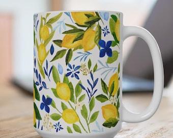 Zitronen-Tasse Blaue Zitrone Tasse Italienische Zitronen Teetasse Mediterran Geschenke Sommer Kaffeetasse Mitarbeiter Geschenke Blaue Zitrone Tasse 15 Unzen Mama Geburtstagsgeschenk