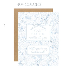 Cartes de proposition de demoiselle d'honneur Serez-vous ma demoiselle d'honneur Cartes de demoiselle d'honneur toile Carte de demoiselle d'honneur noeud papillon cartes de demoiselles d'honneur florales set bleu