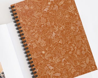 Fall notebook, Autumn notebook, spiral journal for fall, autumn leaves spiral notebook, seasonal notebooks pumpkin autumnal, fall gifts host