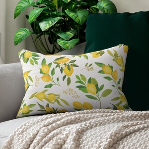 Lemon pillow, Lemon lumbar pillow, Lemon Pattern throw pillow, decorative Lemon pillow, Summer Lumbar pillow Tuscany, Gifts for Mom image 1