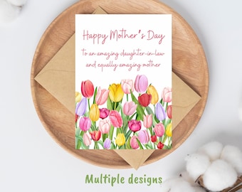 Mother's Day Card for daughter in law, daughter in law mothers day cards, floral daughter inlaw mothers day cards from mother in law