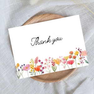 Cartes de remerciement, cartes florales de remerciement, paquet de cartes de remerciement, jeu de cartes de remerciement, carte florale de remerciement, cartes de remerciement fleurs sauvages 4 x 6