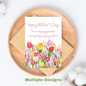Carte de fête des mères pour grand-mère, carte de fête des mères fleur de grand-mère, carte de fête des mères pour grand-mère, carte de fête des mères florale grand-mère