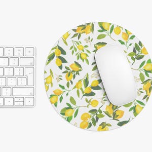 Lemon Mouse Pad, Summer Desk Accessories, Italian Lemons Mousepad, Lemon Floral Desk Mat, Summer Womens Office Decor, Coworker Gifts