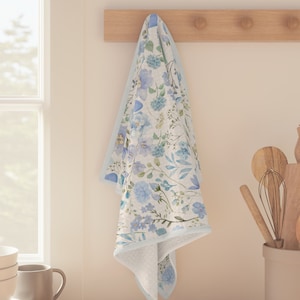 Blau Blumen Geschirrtuch, Blumen Geschirrtuch, Geschirrtuch hellblau, Blumen Geschirrhandtuch, Geschenke für Mama