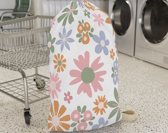Floral Laundry Bag, flower Laundry Bag, girl Laundry Bag, back to college, retro flower Laundry Bag, college freshman gift dorm essentials