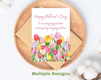 Mother's Day Card for grandma, grandma flower mothers day card, mothers day card for grandmother, grandmother floral mothers day card