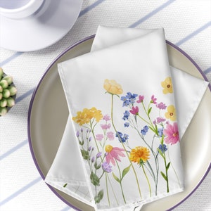 Flower Napkins Cloth, floral Napkins Cotton, summer flower Napkins, watercolor wildflower Napkins set, colorful flower Napkins