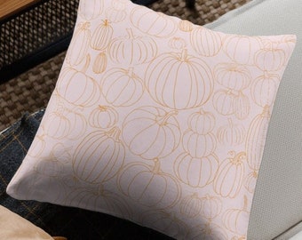 Fall Pink Pillow Cover, Halloween pink pillow cover, Autumn Pink Pillow Cover, pink retro pumpkins decor, cute fall pillow cases