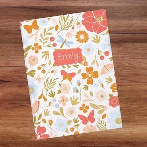 Butterfly Flower Journal for Girls Back to School Customized Notebook Butterflies Floral Personalized Journal for Girl Gift Name Notebook