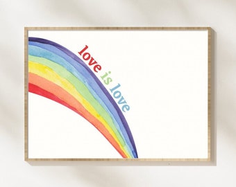 love is love rainbow wall art gay pride sign rainbow decor LGBTQ pride print Rainbow heart lgbtq pride print decor lgbtqia poster pride gift