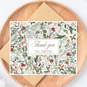 Gepersonaliseerde bedankkaarten Kerstmis, aangepast vakantiepapier voor familiebriefjes, bedankkaarten set met enveloppen voor de feestdagen