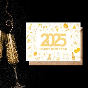 Biglietti di Capodanno Set di biglietti di auguri di buon anno con buste Oro 2025 Biglietti di Capodanno Confezione di biglietti di auguri di buon anno personalizzati all'ingrosso