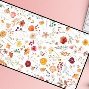 Floral Desk Mat, Fall Flower Desk Mat, Fall Desk Decor, Autumn Floral ...