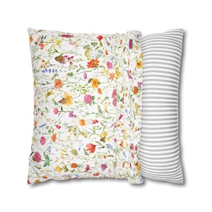 Spring Pillow Covers, Watercolor Spring Floral Pillow Cover 20x20, Colorful Wildflower Garden Pillows, Summer Spring Flower Decor image 4