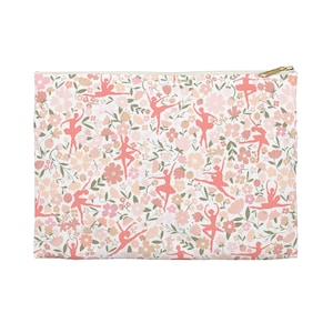 Ballet Pencil Case, Flower Ballerina Accessory Pouch, Floral Ballet Makeup Toiletry Bag, Gifts for Dance Girls, Ballerina Pouch Dancer Pink
