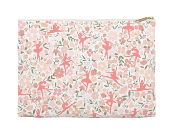 Estojo de balé, bolsa para acessórios de bailarina com flores, bolsa de maquiagem e artigos de higiene pessoal com estampa floral de balé, presentes para dançarinas, bolsa de bailarina rosa