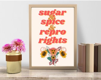 Sugar spice repro rights print, pro choice wall art, pro choice feminism art repro rights feminist wall art repro rights print