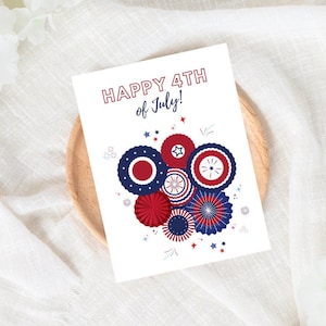 Cartes 4 juillet, cartes 4 juillet, cartes de voeux joyeux 4 juillet, cartes fête de l'indépendance rouge blanc bleu, jeu de cartes feux d'artifice du 4 juillet