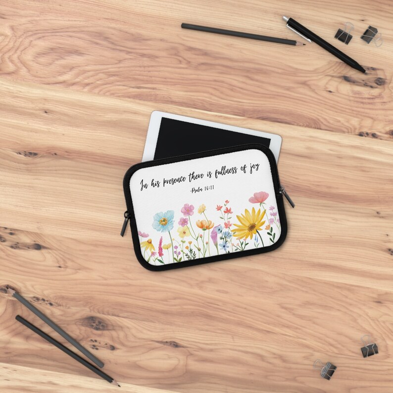Christian Laptop Sleeve, Scripture laptop cover, bible verse laptop sleeve, Christian floral laptop case, Christian Ebook cases image 5