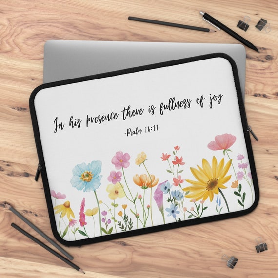 Christian Laptop Sleeve, Scripture laptop cover, bible verse laptop sleeve, Christian floral laptop case, Christian Ebook cases