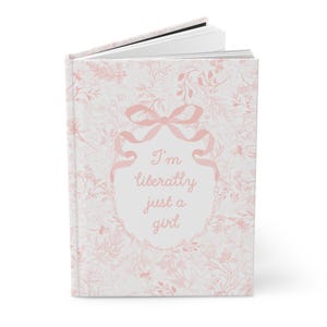 Pink Bow Journal, Im literally just a girl, Pink Chinoiserie Notebook, Girly Preppy Journal, Gifts for Her, Girly Gifts, Trendy girl gifts image 3