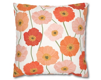 Poppy Pillow Cover, Pink Red Peach Orange Poppies Decor, Poppies Pillow Cover, Summer Wild Flower Pillow, Mothers day Gifts for Women