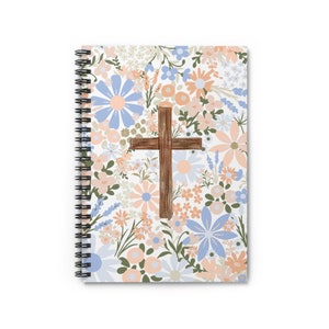 Cross Notebook, Prayer Notebook, Christian floral notebook, flower cross notebook, Christian woman gift, Christian gift, Christmas gift mom